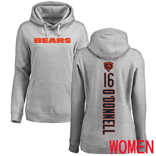 Chicago Bears Ash Women Pat O Donnell Backer NFL Football #16 Pullover Hoodie Sweatshirts->nfl t-shirts->Sports Accessory